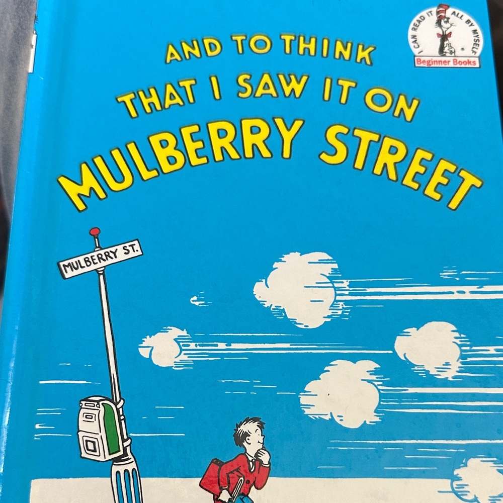 Retired Dr. Seuss Blue 'Mulberry Street' Book retired collectors item